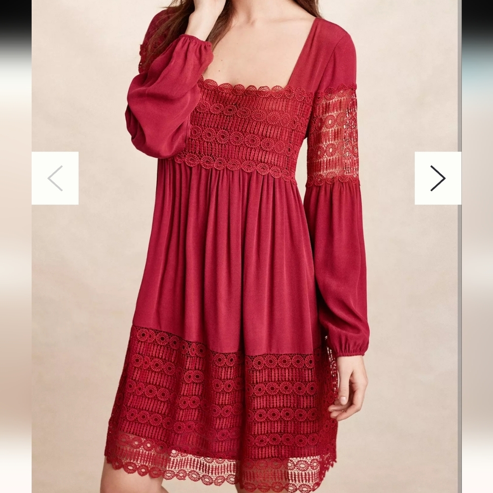 Anthropologie Floreat Red Aveline Lace Dress